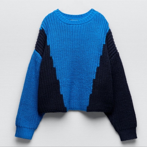 ZARA COLOR-BLOCK KNIT OVERSIZED SWEATER | SIZES: S, L | NWT - Picture 2 of 9